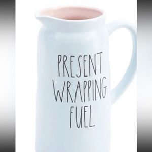 Present Wrapping Fuel Rae Dunn NEW Christmas Pitcher Blue Pitcher
